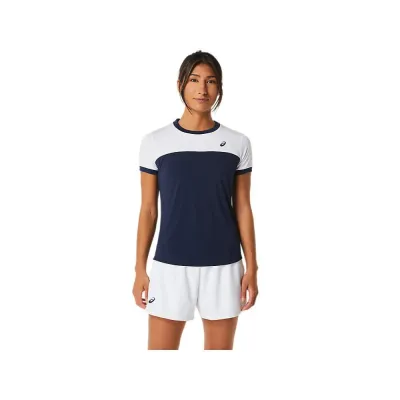 Жіноча Футболка Asics COURT SS TOP Синій Білий L (2042A262-402 L) - Robinzon.ua