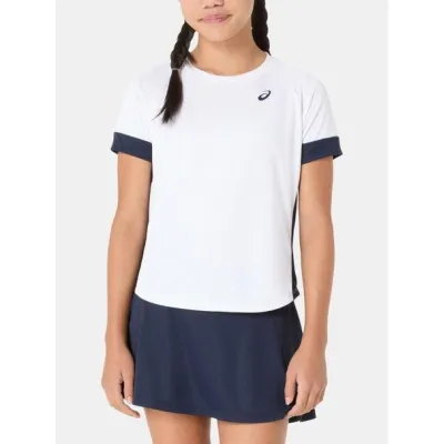 Детская футболка Asics GIRLS TENNIS SS TOP Белый Темно-синий 137-147 (2044A045-101 137-147) - Robinzon.ua