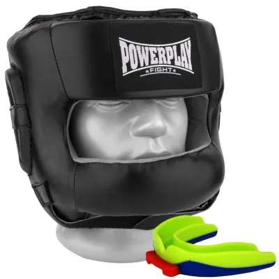 Боксерский шлем тренировочный PowerPlay 3067 с бампером PU + Amara Черный XL - Robinzon.ua