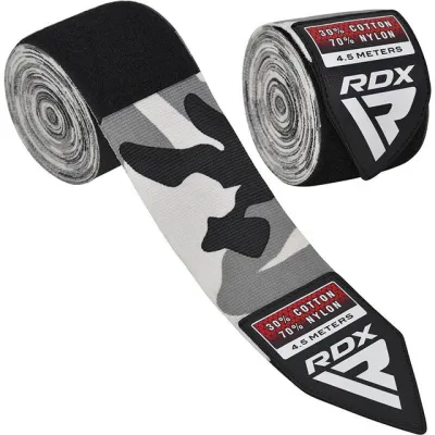 Бинти для боксу RDX WX Professional Boxing Hand Wraps Camo Grey (4.5м.) - Robinzon.ua