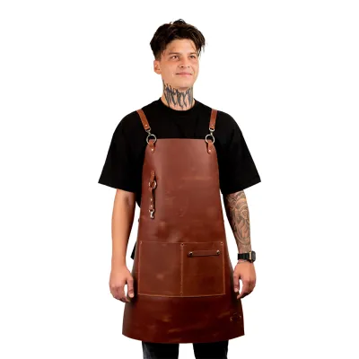 Кожаный фартук Daddy Smoke коричневый. - Robinzon.ua