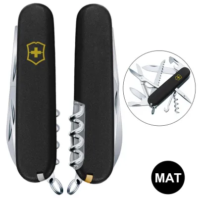 Складаний ніж Victorinox HUNTSMAN MAT чорний матовий лак з жовт.лого 1.3713.3.M0008p - Robinzon.ua