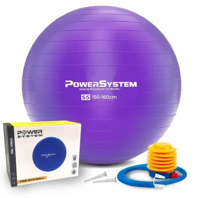 Мяч для фитнеса (фитбол) Power System PS-4011 &Oslash;55 cm PRO Gymball Black - Robinzon.ua