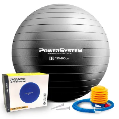 Мяч для фитнеса (фитбол) Power System PS-4011 &Oslash;55 cm PRO Gymball Black - Robinzon.ua