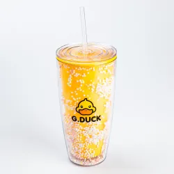 Багаторазовий стакан з трубочкою та кришкою 750 мл пластиковий Жовтий - Robinzon.ua