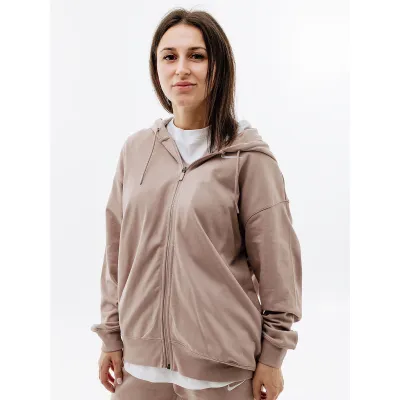 Жіноча Толстовка Nike W NSW JRSY OS FZ HOODIE Бежевий  S (7dDM6415-272 S) - Robinzon.ua