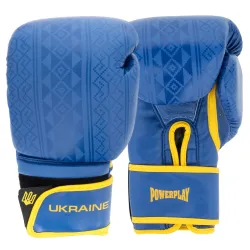 Боксерські рукавиці PowerPlay 3021 Ukraine Синьо-Жовті 14 унцій - Robinzon.ua