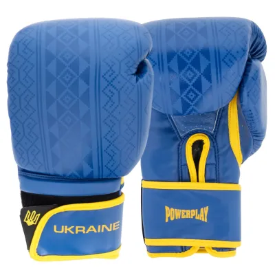 Боксерские перчатки PowerPlay 3021 Ukraine Сине-Желтые 14 унций - Robinzon.ua