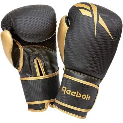 Боксерські рукавички Reebok Boxing Gloves чорний, золото Чол 16 унцій RSCB-11117GB - Robinzon.ua