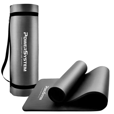 Коврик для йоги и фитнеса Power System PS-4017 NBR Fitness Yoga Mat Plus Black (180х61х1) - Robinzon.ua